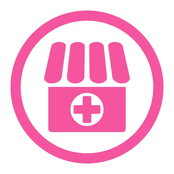 Drugstore flat pink color rounded vector icon — Stok Vektör