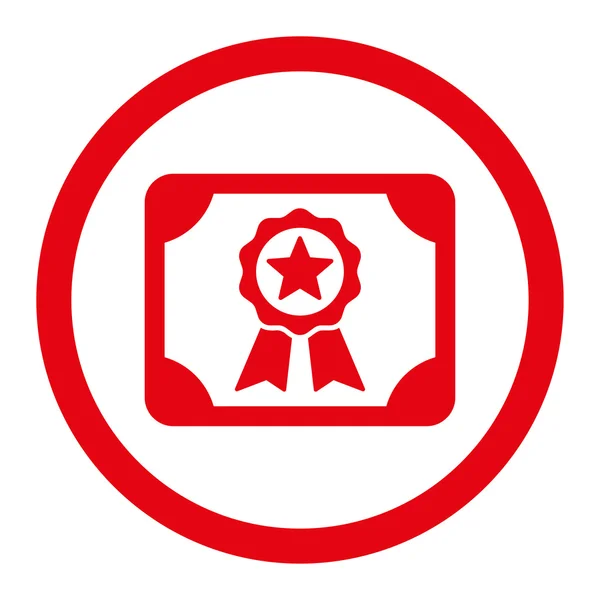 Certificado cor vermelha plana ícone vetor arredondado — Vetor de Stock