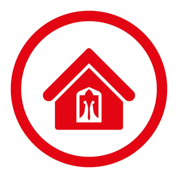 Dom mieszkanie czerwony kolor wektor zaokrąglona ikona — Wektor stockowy