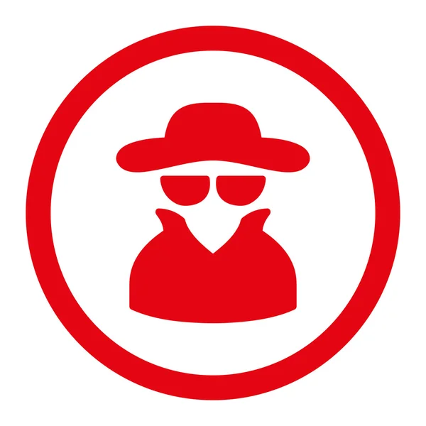 Icono de vector redondeado de color rojo plano espía — Vector de stock