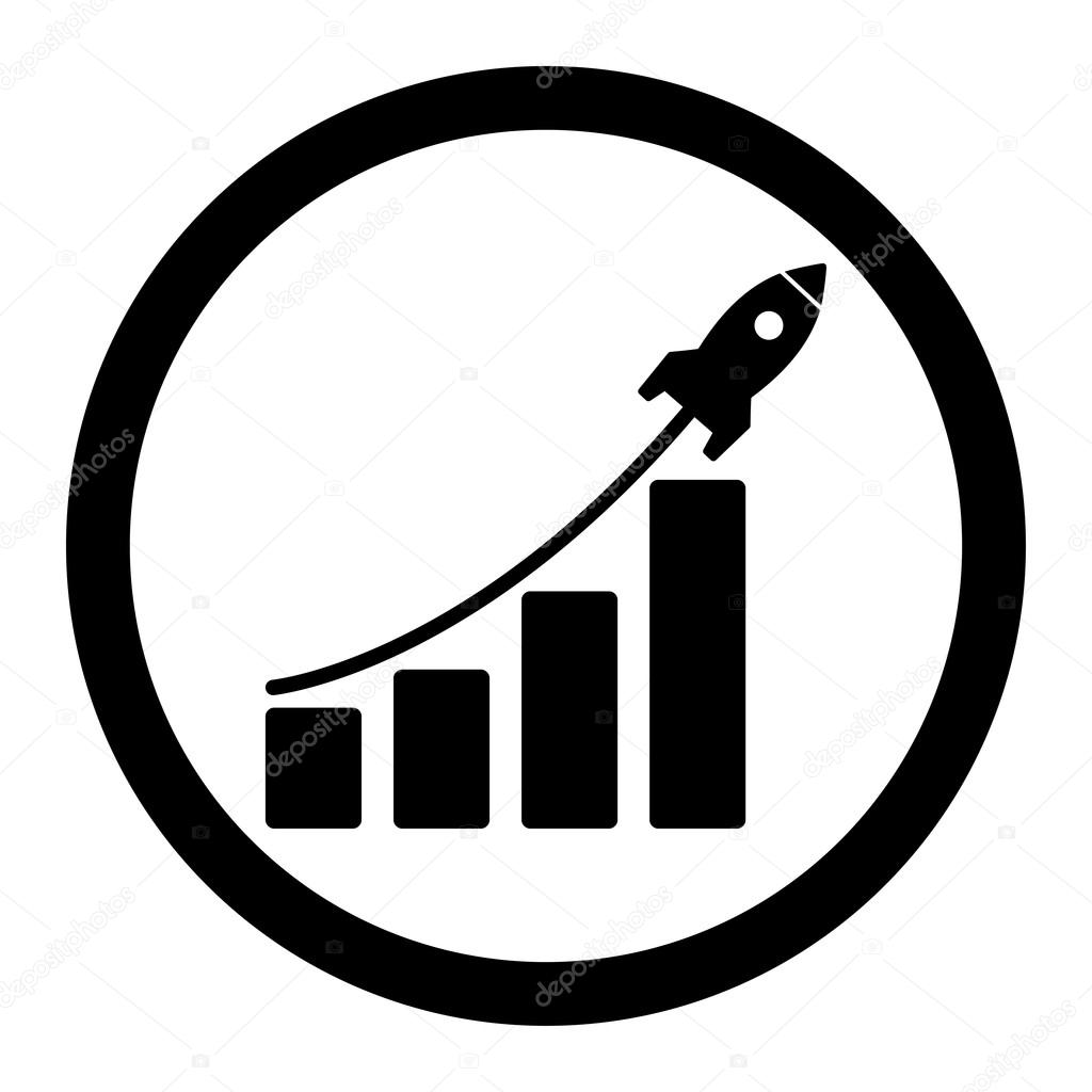 Startup sales flat black color rounded vector icon