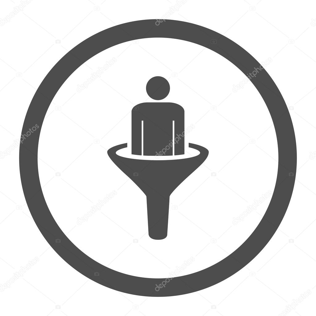 Sales funnel flat gray color rounded vector icon