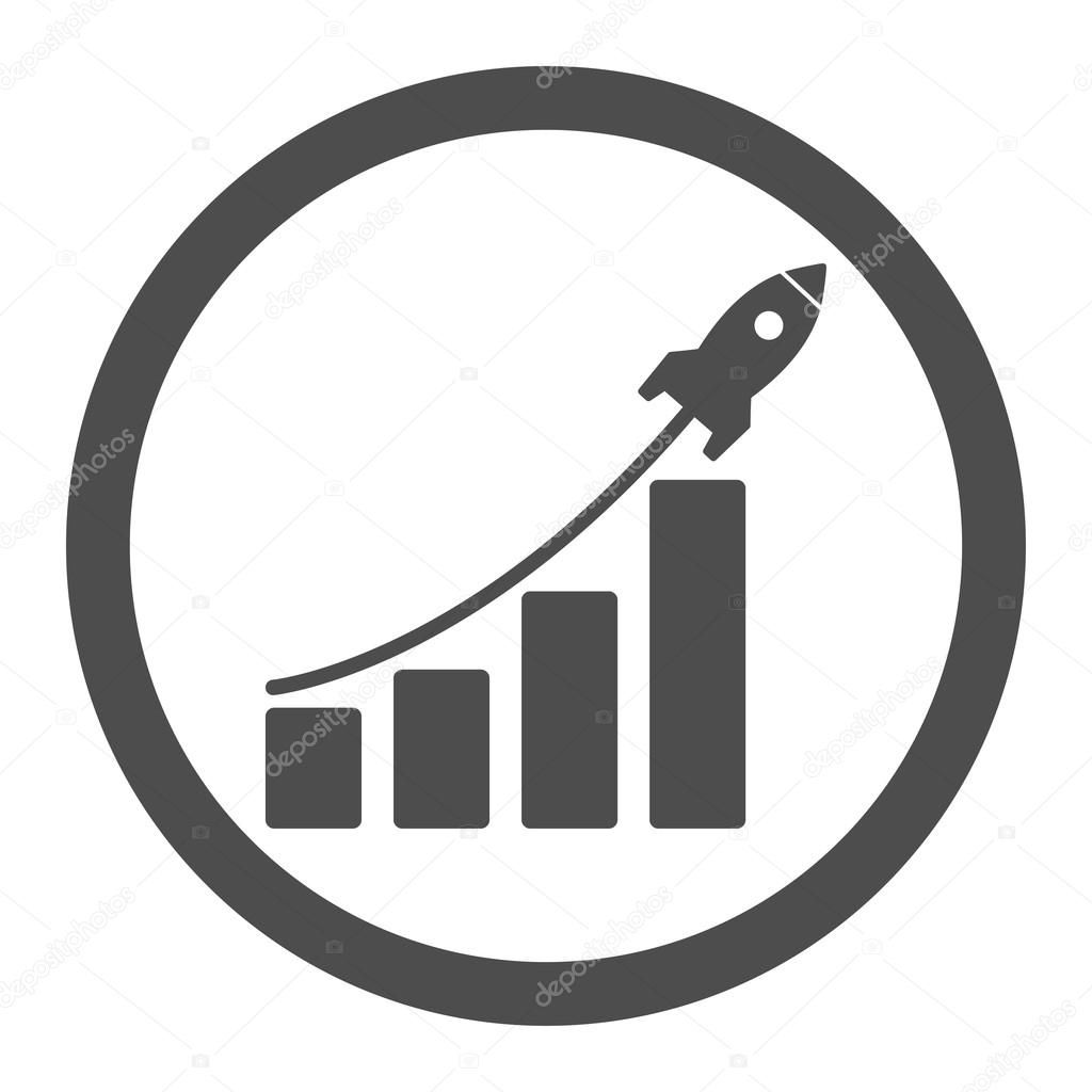 Startup sales flat gray color rounded vector icon