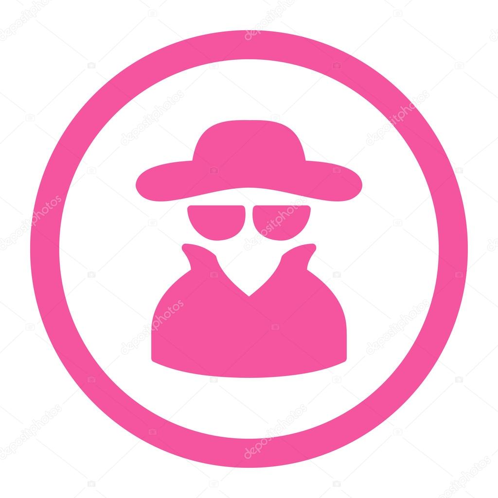 Spy flat pink color rounded vector icon