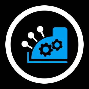 Yazar kasa düz mavi ve beyaz renkler glif simgesi yuvarlak