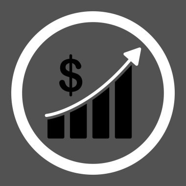 Satış düz siyah ve beyaz renkleri glif simgesi yuvarlak