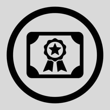 Sertifika düz siyah yuvarlak renk glif simgesi