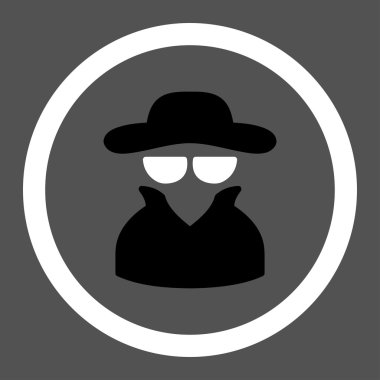 Casus düz siyah ve beyaz renkleri yuvarlak glif simgesi