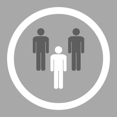 Topluluk düz koyu gri ve beyaz renkler glif simgesi yuvarlak