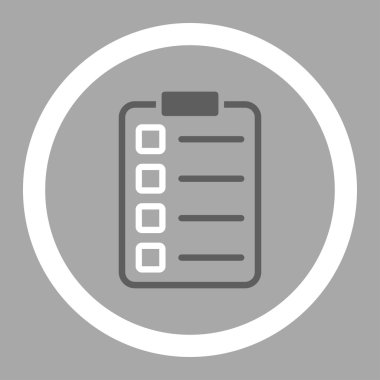 Muayene düz koyu gri ve beyaz renkler glif simgesi yuvarlak