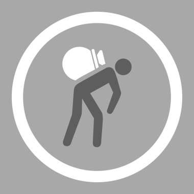 Porter düz koyu gri ve beyaz renkler glif simgesi yuvarlak