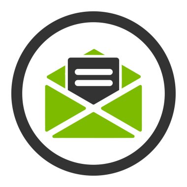 Glif simgesini açık posta düz eko yeşil ve gri renkler yuvarlak