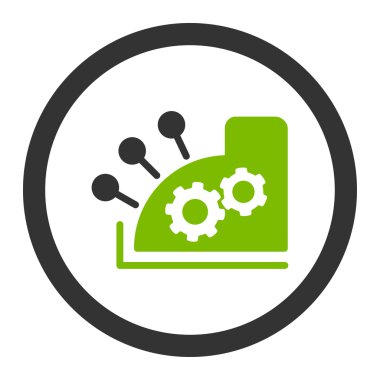 Yazar kasa düz eko yeşil ve gri renkler glif simgesi yuvarlak