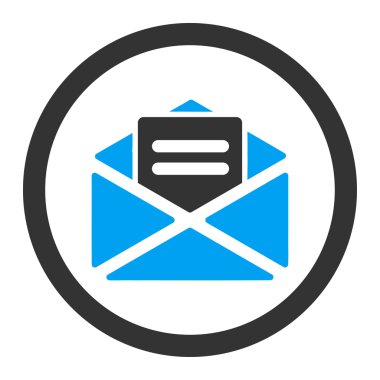 Glif simgesini açık posta düz mavi ve gri renkler yuvarlak