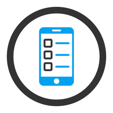 Mobil test düz mavi ve gri renkler yuvarlak glif simgesi