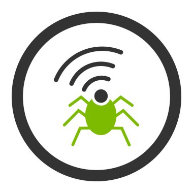 Radyo casus böcek düz eko yeşil ve gri renkler glif simgesi yuvarlak