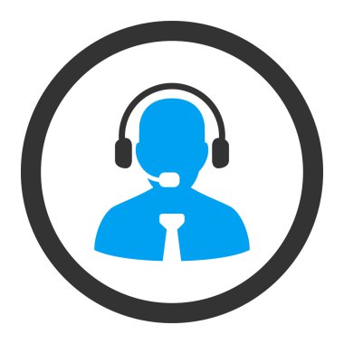 Destek sohbet düz mavi ve gri renkler yuvarlak glif simgesi