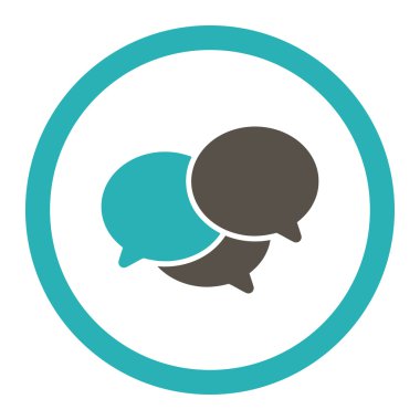 Webinar düz gri ve mavi renkler yuvarlak glif simgesi