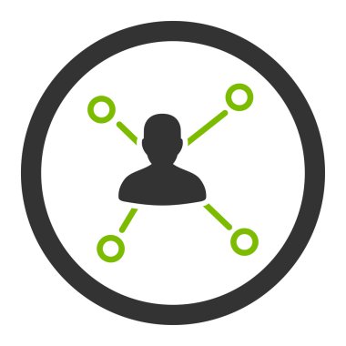 İlişkiler Daire eko yeşil ve gri renkler glif simgesi yuvarlak