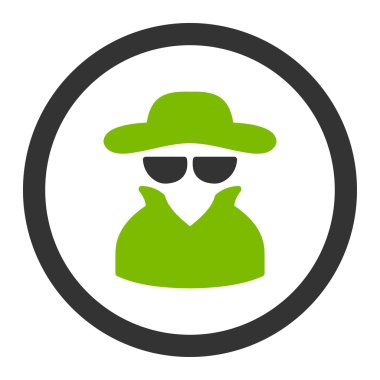 Casus düz eko yeşil ve gri renkler yuvarlak glif simgesi