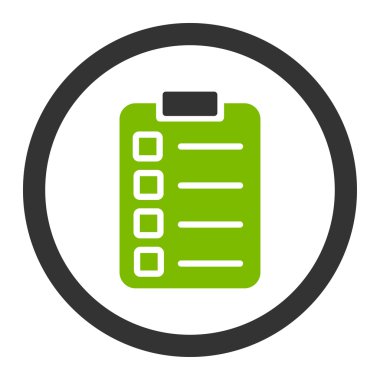 Test görev düz eko yeşil ve gri renkler yuvarlak glif simgesi