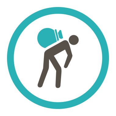 Porter düz gri ve mavi renkler yuvarlak glif simgesi