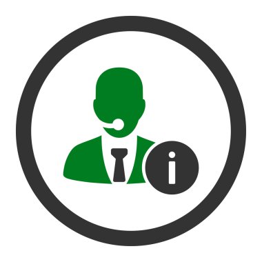 Yuvarlak glif simgesi Yardım Masası düz yeşil ve gri renkler