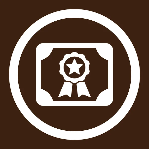 Certificado cor branca plana ícone de glifo arredondado — Fotografia de Stock