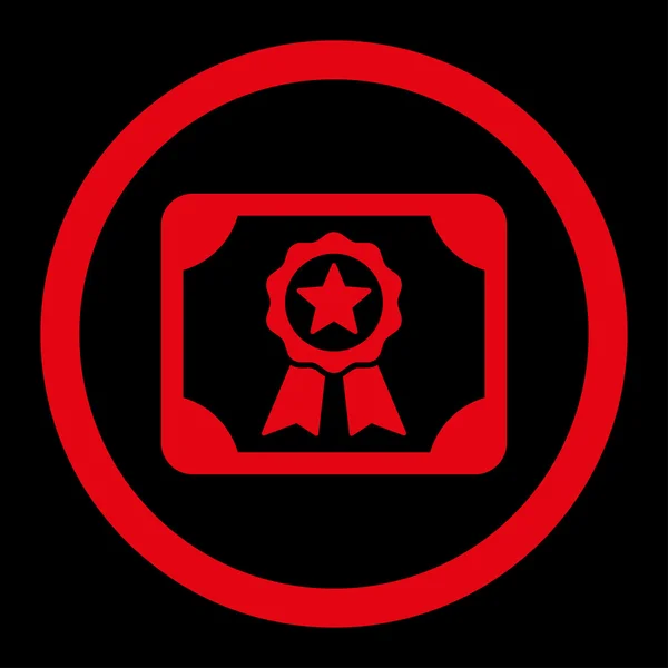 Certificaat plat rode kleur afgerond glyph pictogram — Stockfoto