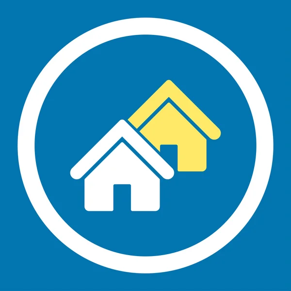 Immobilien flache gelbe und weiße Farben abgerundetes Glyphen-Symbol — Stockfoto