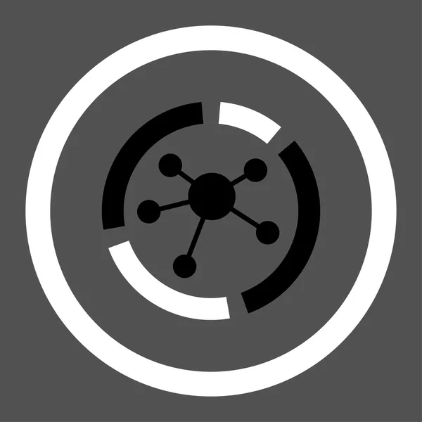 Connections diagram flat black and white colors rounded glyph icon — Stock Photo, Image