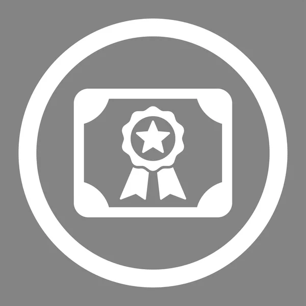 Certificado cor branca plana ícone de glifo arredondado — Fotografia de Stock