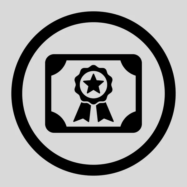 Certificado plano de color negro redondeado icono de glifo —  Fotos de Stock