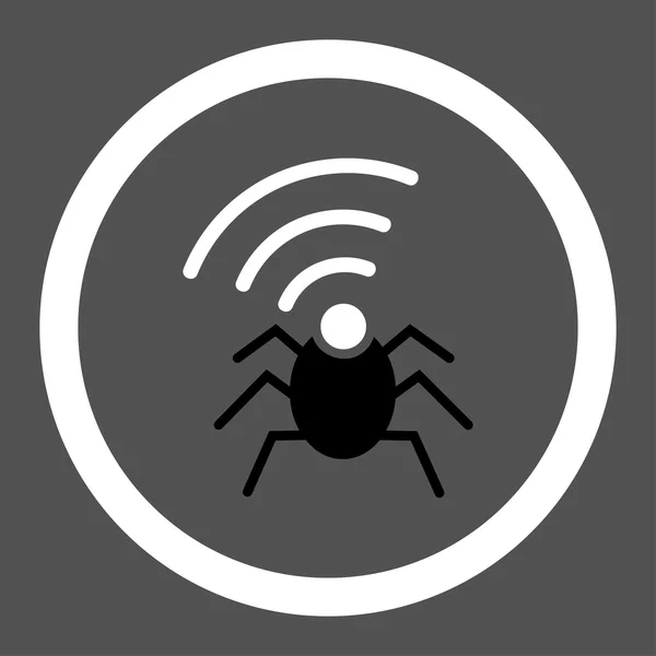 Radio spion bug plat zwarte en witte kleuren afgerond glyph pictogram — Stockfoto