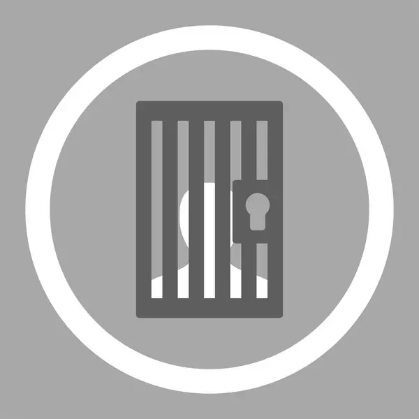 刑務所のフラット暗い灰色と白の色の丸みを帯びたグリフ アイコン — ストック写真