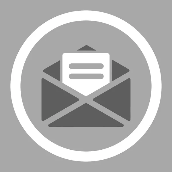 Abrir mail plana cinza escuro e branco cores arredondadas glifo ícone — Fotografia de Stock