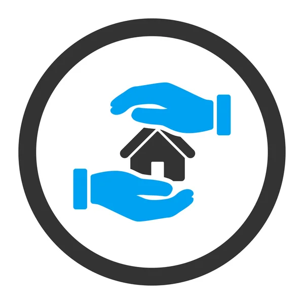 Страхование недвижимости плоский синий и серый цвета округлый знак знака — стоковое фото