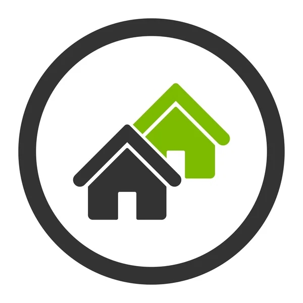 Immobilien flache Öko-grüne und graue Farben abgerundet Glyphen-Symbol — Stockfoto