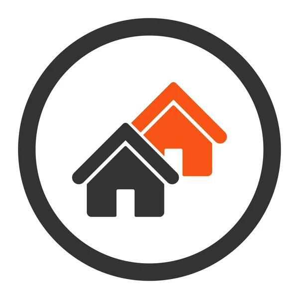 Immobilien flache orange und graue Farben abgerundetes Glyphen-Symbol — Stockfoto