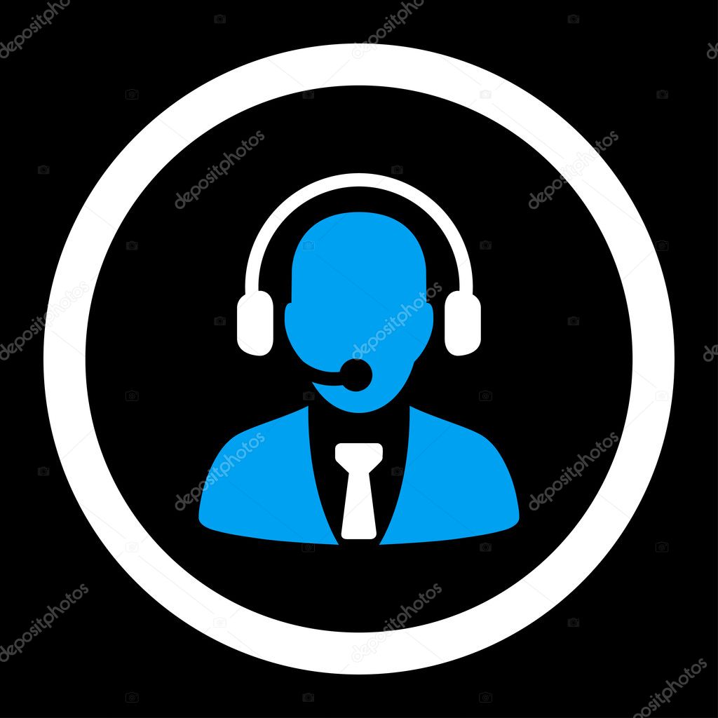 Call center flat blue and white colors rounded glyph icon