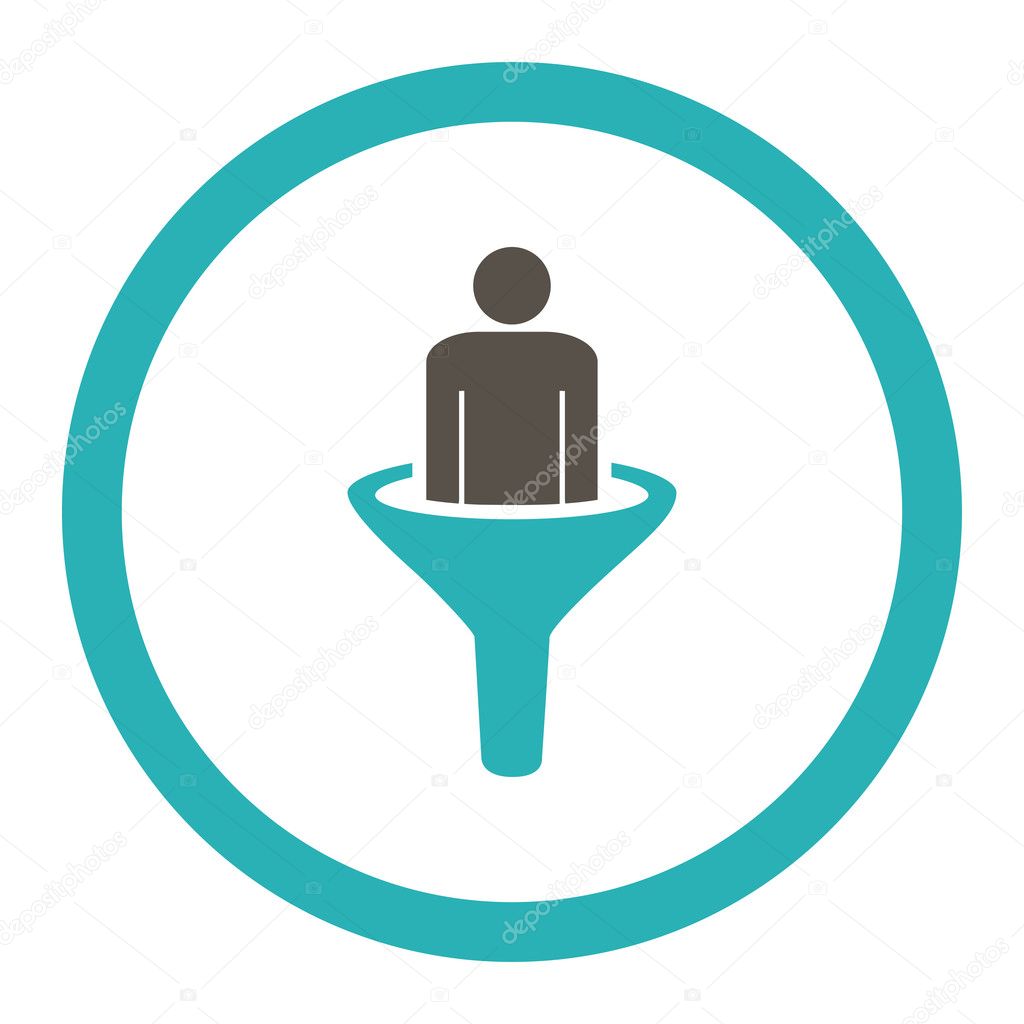 Sales funnel flat grey and cyan colors rounded glyph icon