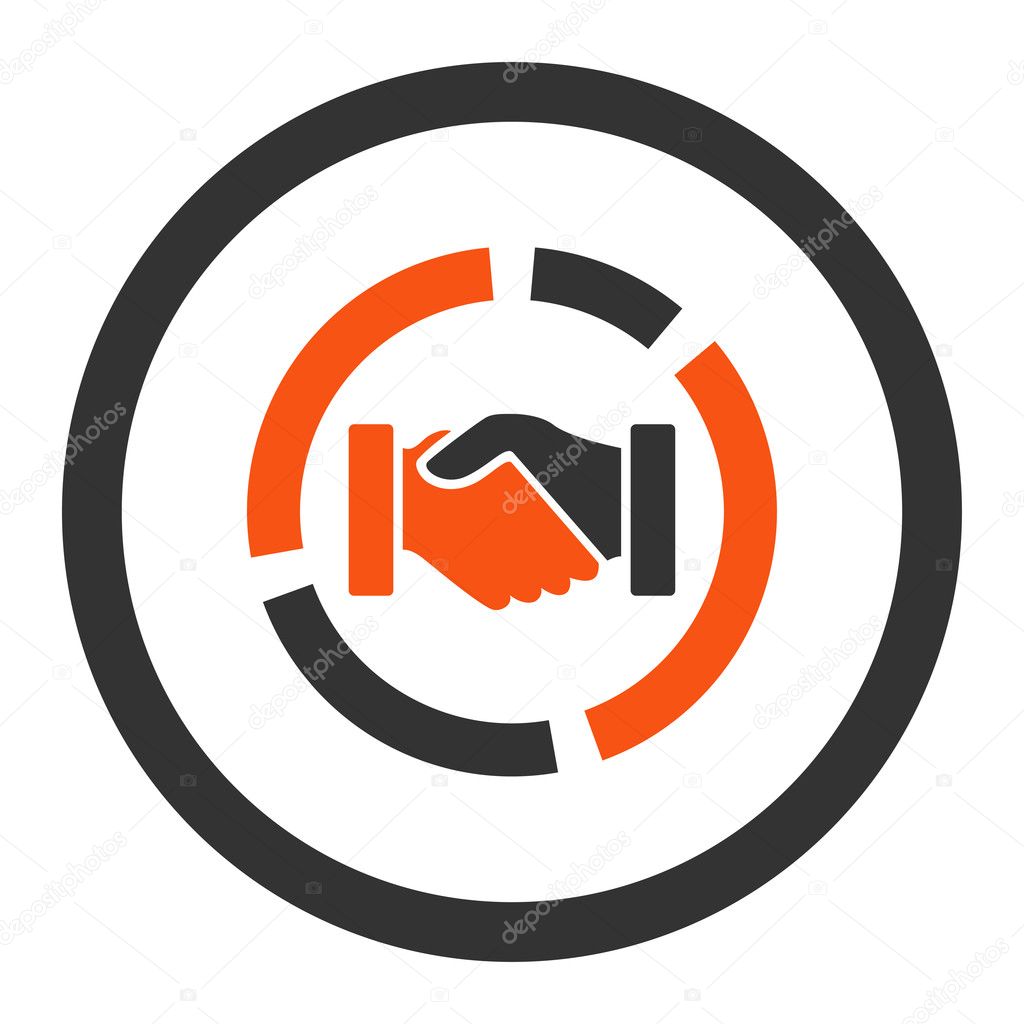 Acquisition diagram flat orange and gray colors rounded glyph icon