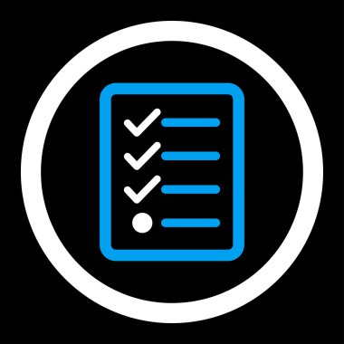 Checklist flat blue and white colors rounded vector icon