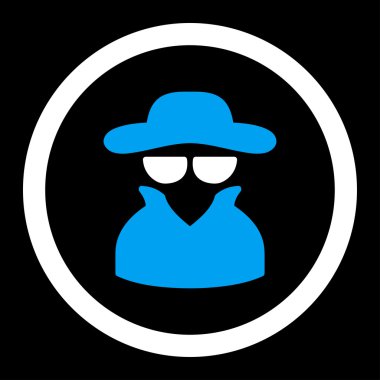 Casus yuvarlak düz mavi ve beyaz renkler vektör simgesi