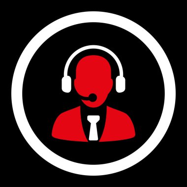 Call center flat red and white colors rounded vector icon