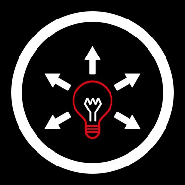 Idea flat red and white colors rounded vector icon