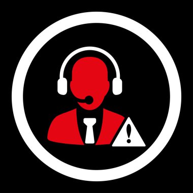 Emergency service flat red and white colors rounded vector icon