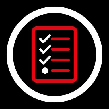 Checklist flat red and white colors rounded vector icon