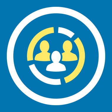 Demografi diyagramı düz sarı ve beyaz renklerde vektör simge yuvarlak