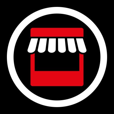 Store flat red and white colors rounded vector icon